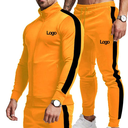 Colorblock Long-Sleeved Men's Sports Suit